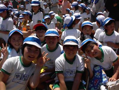 Kevin and classmates at Sports Day